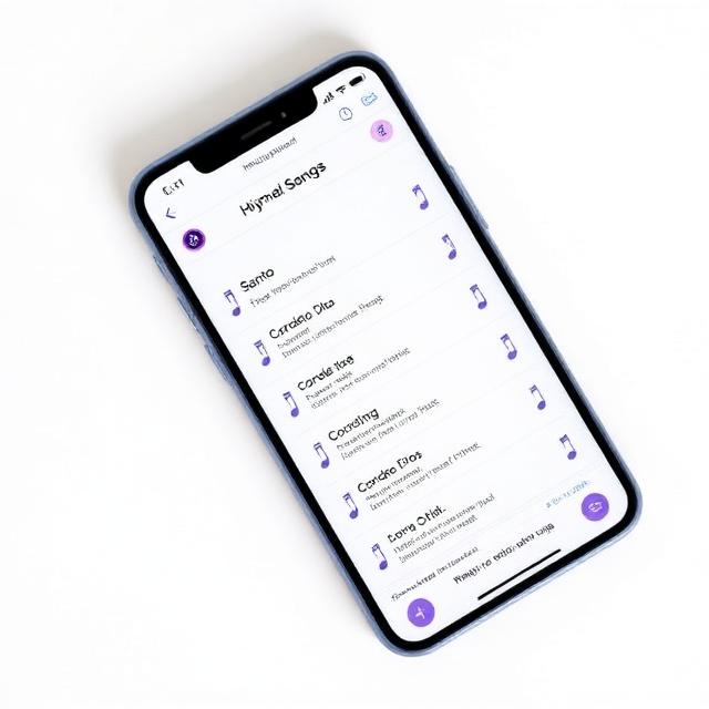 App mostrando un cancionero digital con lista de cantos litúrgicos