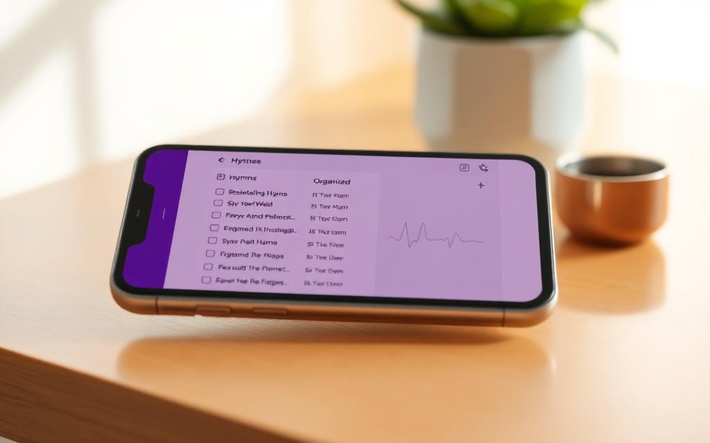 App Cantus mostrando cantos organizados en el celular